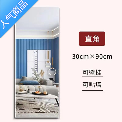 YICHENG穿衣镜全身镜化妆落地粘贴浴室镜子宿舍女生卧室试衣贴墙自粘挂墙安全防爆直角30*90可贴便携式用镜
