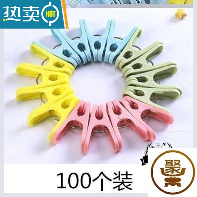 敬平。家用夹子衣架塑料防风家用甲子小小号固定晒被子衣夹子晾单个衣 颜色随机100个装