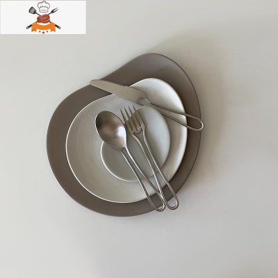 ins风简约牛排刀叉勺三件套装不锈钢蛋糕甜品镂空把柄刀叉勺餐具 敬平 镂空甜品三件套(银色)