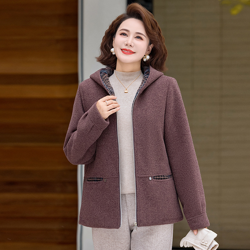 大毛领妈妈装洋气中老年人棉衣外套时尚简约棉服女中年装60岁50岁_841