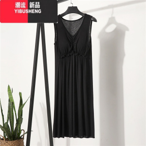 YIBUSHENG莫代尔吊带背心裙女季薄款内搭连衣裙v领带胸垫打底裙家居睡裙