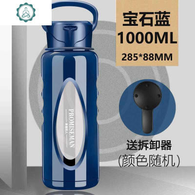玻璃杯双层大容量1000ml水杯防摔过滤茶杯便携杯子男封后宝石蓝1000ML+拆卸器+滤网+杯刷