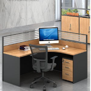 中伟(ZHONGWEI)办公桌职员工作位 屏风隔断单人位带柜 1.6*1.6M