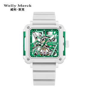 welly merck威利默克品牌正品男表全自动镂空机械表麻将系列新款时尚方形手表男士腕表WM-091M