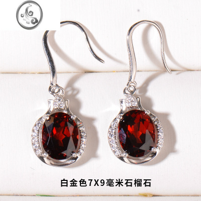 JiMi石榴石耳饰红色耳环轻奢高级感气质大气925银银水晶时尚耳坠