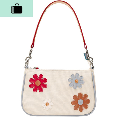 小雏菊帆布包2020新款甜美可爱腋下包简约时尚单肩斜挎包NEW LAKE 乳白色女士单肩包