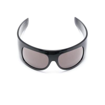 古驰(GUCCI)女士潮流太阳镜复古两色调织物标志性反光镜片户外休 黑色