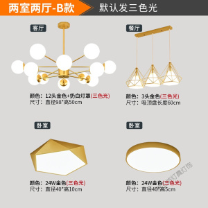 苏宁放心购 北欧客厅吊灯现代简约卧室家用轻奢三室两厅全屋套餐组合魔豆灯具