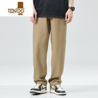 YANXU直筒休闲裤男士夏季薄款宽松阔腿卡其色长裤子男潮