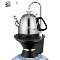 桶装纯净水桶加热款自动上水吸压抽水器电烧水壶煮茶饮水机 FENGHOU 玻璃壶蓝色底座