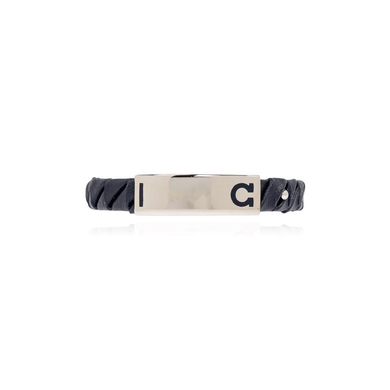 Salvatore Ferragamo男士优雅小牛皮手链时尚简约金属扣设计cm