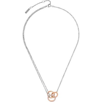 Emporio Armani经典设计女士项链不锈钢防过敏玫瑰金镶水晶优雅礼品