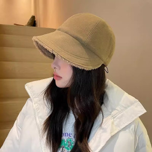 帽子女款秋冬季毛绒渔夫帽加绒加厚保暖月子帽骑车东北防风防寒帽3759A