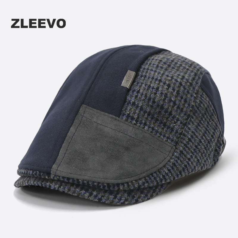 文艺复古前进帽秋冬画家帽休闲男女士拼接英伦鸭舌帽子