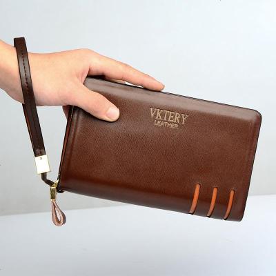 男士真皮手拿包牛皮定型棕色黑色多夹层双拉链商务男包