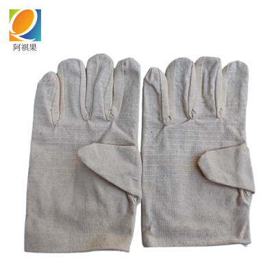 阿祺果 帆布手套 24道线黄甲布2*2全衬 双