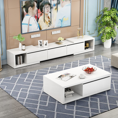 电视柜茶几组合现代简约小户型实木可伸缩卧室客厅简易电视机柜子