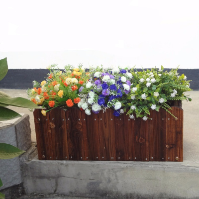防腐木花箱碳化实木大花盆长方形户外组合移动花池木质花木箱子 长宽