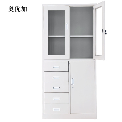 宝洛怡钢制文件柜档案柜财务凭证柜带锁储物柜铁皮柜书柜偏五斗文件柜