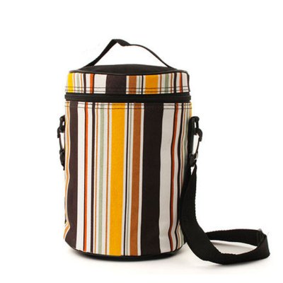 饭盒袋子手提圆形便当饭包双层条纹饭盒包生活日用家用家居收纳袋学生便当包简约手提饭盒袋