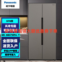 松下(Panasonic)NR-NB57WPA-T 对开门 570升大容量银离子app智控顶置压缩机冰箱 格调灰