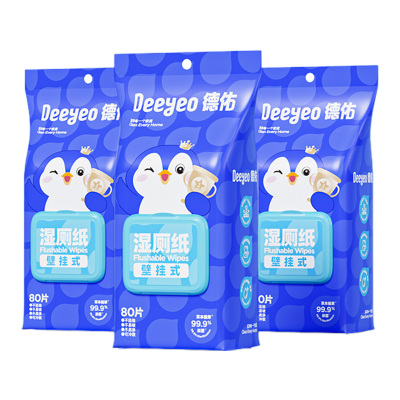 德佑湿厕纸80片*3包壁挂式企鹅2007DYWP136(包装随机)