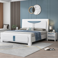 欧梵森 床 北欧橡胶木双人床主卧床1.5米日式实木床夜灯储物床现代简约轻奢卧室组合婚床套装1.8米小户型家用床卧室家具