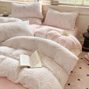 牛奶绒床上四件套法兰珊瑚绒被套新款秋冬床单加厚加绒三件套