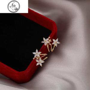 个性耳钉女纯银针简约小巧冷淡风五瓣花夹耳环小众法式耳骨小耳环 JiMi 925银针