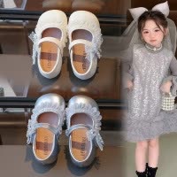 20266春款单鞋甜美花边小女孩公主鞋时尚浅口儿童可爱蝴蝶结皮鞋