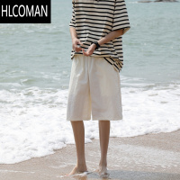 HLCOMAN@ 白色冰丝短裤男夏季薄款潮流日系宽松直筒速干五分裤