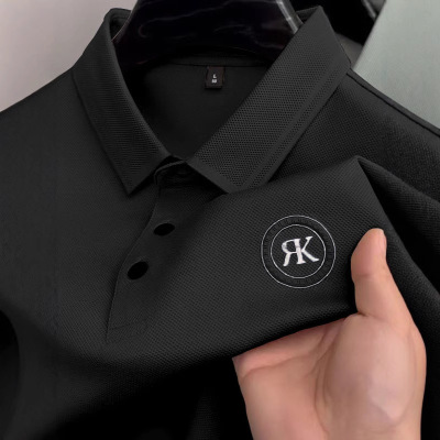 夏季短袖新款刺绣Polo衫男士纯色商务休闲翻领薄款透气半袖男上衣