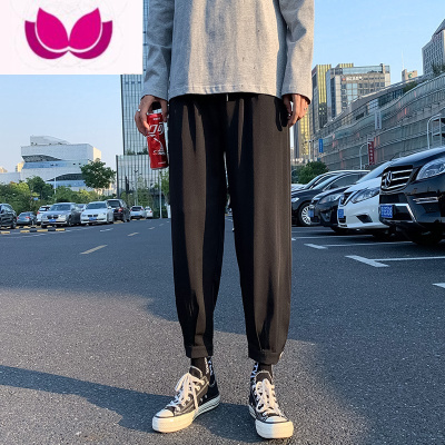 七斓裤子男款休闲长裤男生运动裤宽松垂感西装裤男九分束脚裤男