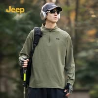 jeep吉普男士长袖T恤春秋季2025新款潮牌户外运动半拉炼上衣男款S