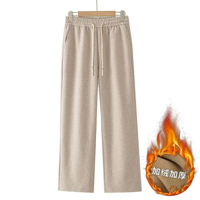加绒保暖妈妈裤冬天中老年人洋气休闲简约长裤子女冬季加厚女裤50