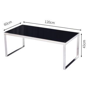 易企采 办公室120*60CM茶几会客区简约现代钢化玻璃4S店不锈钢长方型客厅单层茶几 120*60CM不锈钢单层茶几