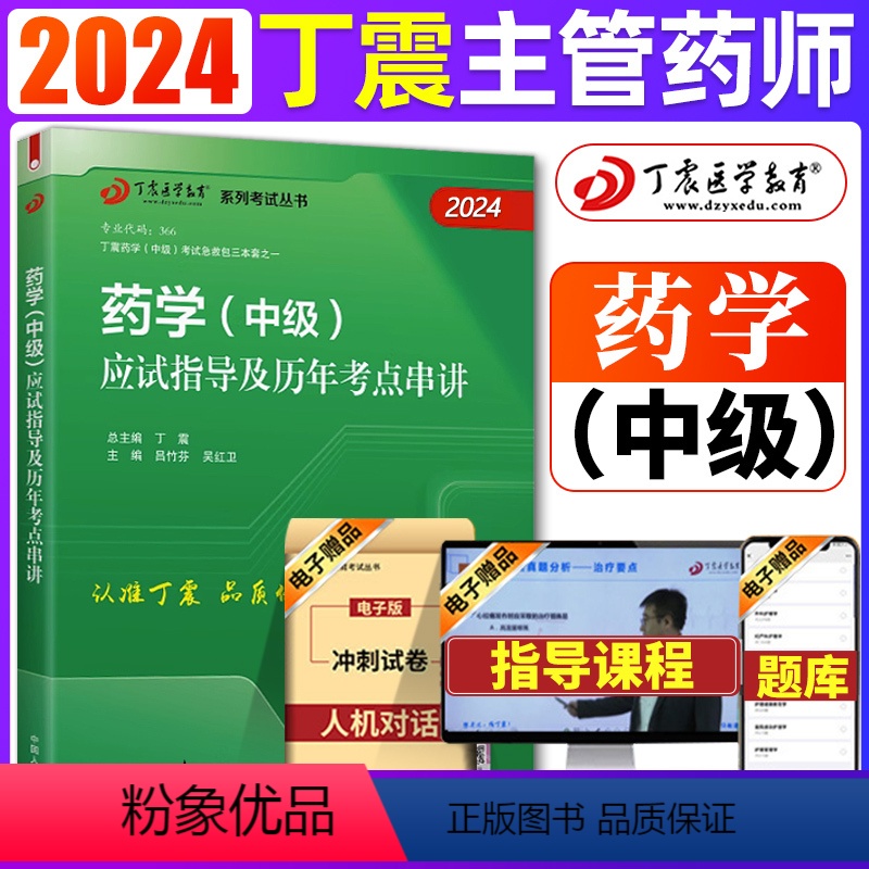 [正版]电子版2024中级药师丁震药学中级应试指导及历年考点串讲2024年药学中级主管药师原军医版药学中级职称用书主管