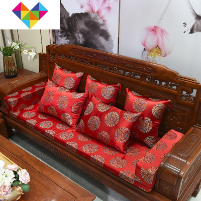 红木实木沙发坐垫椅子餐椅坐垫中式防滑可拆洗高弹海绵坐垫可定制大红五福椅垫45*50cm（仅坐垫）御蓝锦