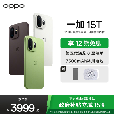 一加 15T 12GB+256GB 松弛抹茶 oppo 第五代骁龙8至尊版 游戏电竞手机 王濛同款旗舰小直屏