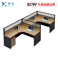 臻远办公桌职员办公室隔断屏风卡座 F字型双人位含柜