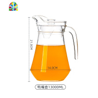 家用玻璃冷水壶 大容量茶壶耐热玻璃水壶果汁饮料壶送水杯套装 FENGHOU 条子壶1100ML凉水壶