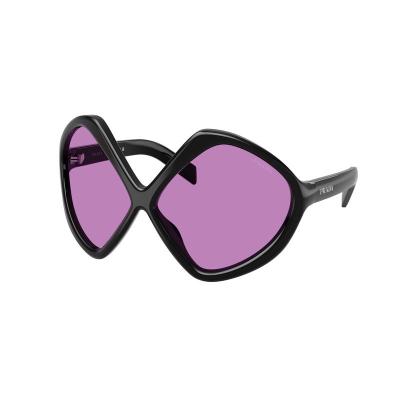 普拉达(PRADA)女士太阳镜黑色紫晶色聚酰胺生物材质不偏光潮牌个