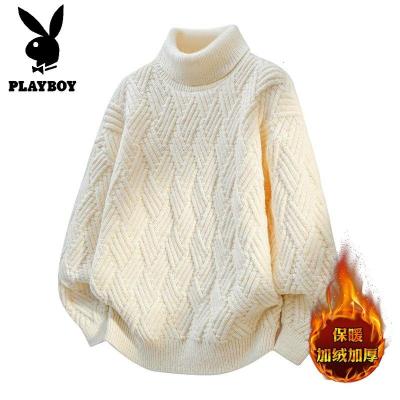 花花公子新款2025冬可翻高领领针织毛衣男