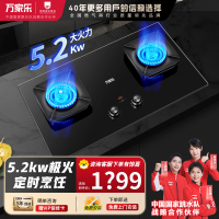 万家乐猛火燃气双灶AC7A家用智能防干烧左定嵌入式台嵌两用大面板煤气炉灶大火力全进风铜火盖可拆 [智能防干烧+左定时]