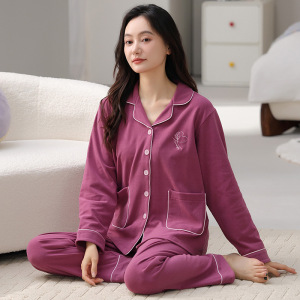 德绒睡衣女长袖长裤翻领开衫加厚保暖冬季甜美可爱家居服外穿套装