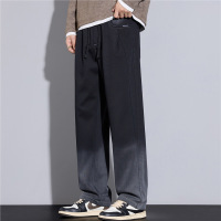 男士秋冬针织牛仔新款休闲裤时尚棉阔腿保暖长裤款式大裤脚裤