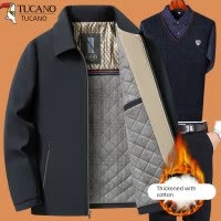 啄木鸟爸爸秋冬装外套装老爸50岁60中老年人男加棉加厚70爷爷棉衣