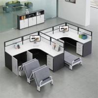 易企采 F型双人位含柜 带午休折叠床办公桌大尺寸卡位职员屏风工位桌