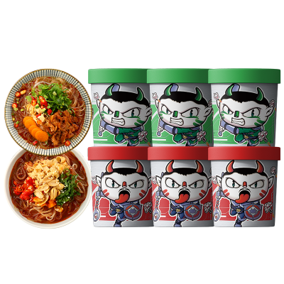 食族人酸辣粉麻辣爆肚粉桶装正品非油炸酸辣粉丝方便速食夜宵泡面正宗