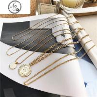 欧美复古网红金币人像多层ins项链女设计师冷淡系锁骨颈链叠链 JiMi